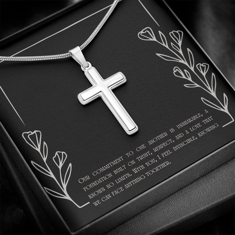 "Love Knows No Limits" Cross Necklace - Stainless Steel