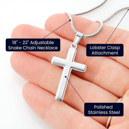 "Love Knows No Limits" Cross Necklace - Stainless Steel