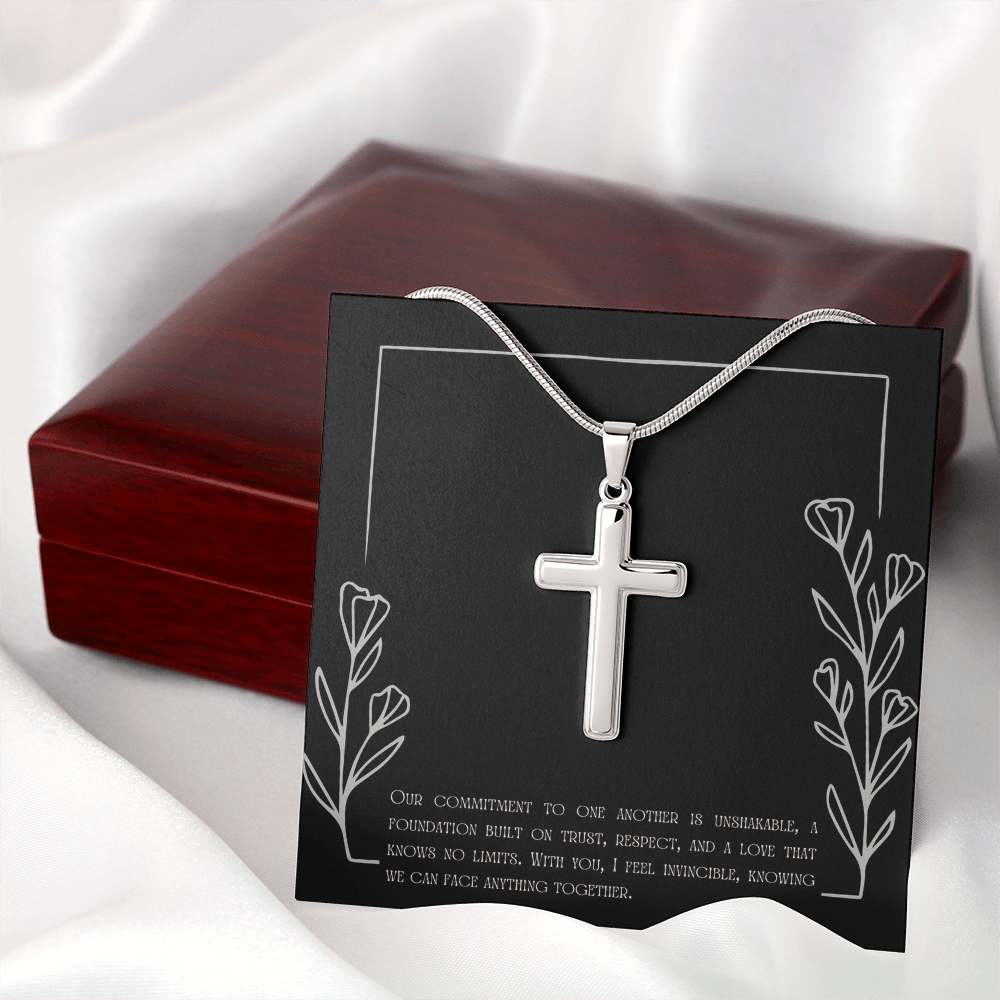 "Love Knows No Limits" Cross Necklace - Stainless Steel