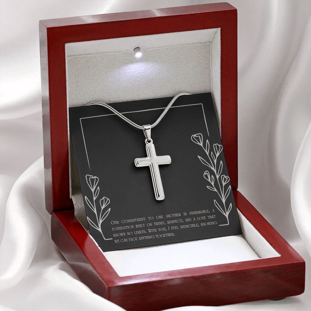 "Love Knows No Limits" Cross Necklace - Stainless Steel