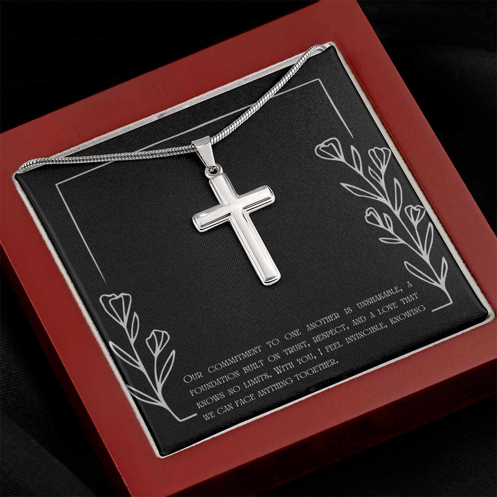 "Love Knows No Limits" Cross Necklace - Stainless Steel