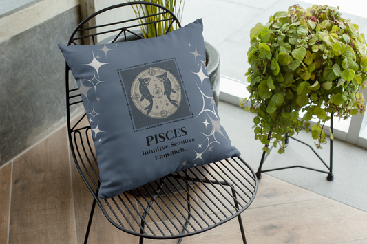 Zodiac Throw Pillow in Blue Smoke.