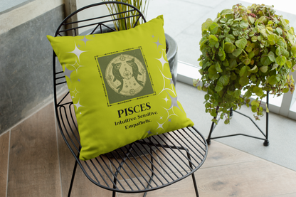 Zodiac throw pillow in Lime.