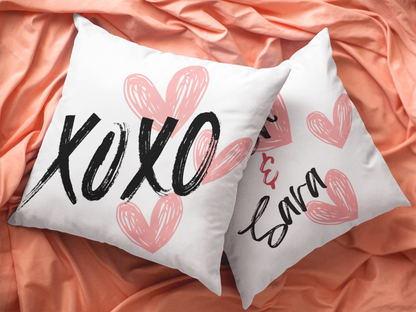 XOXO Heart Polyester Throw Pillow