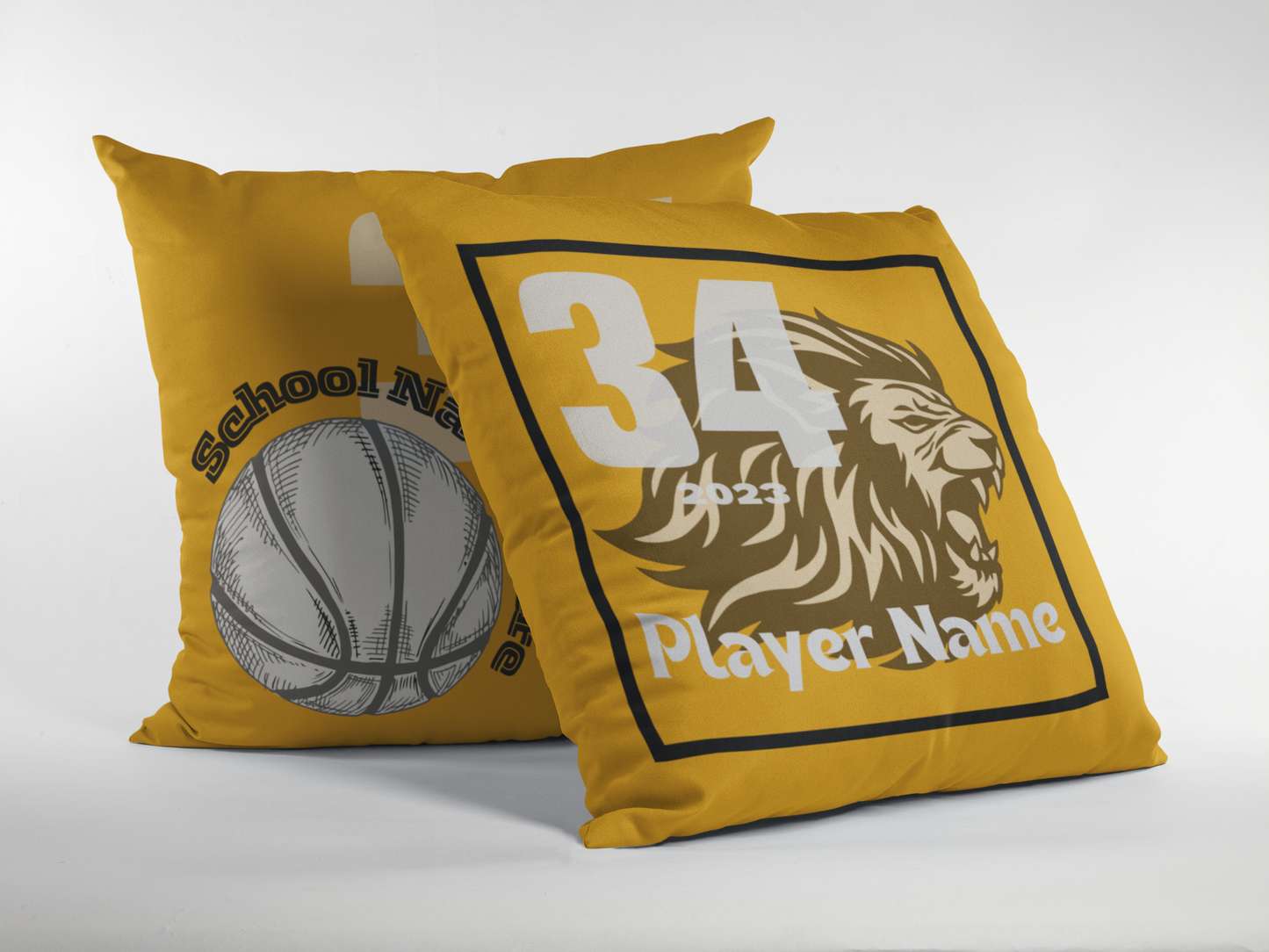 Front of Basketball Throw Pillow Set.