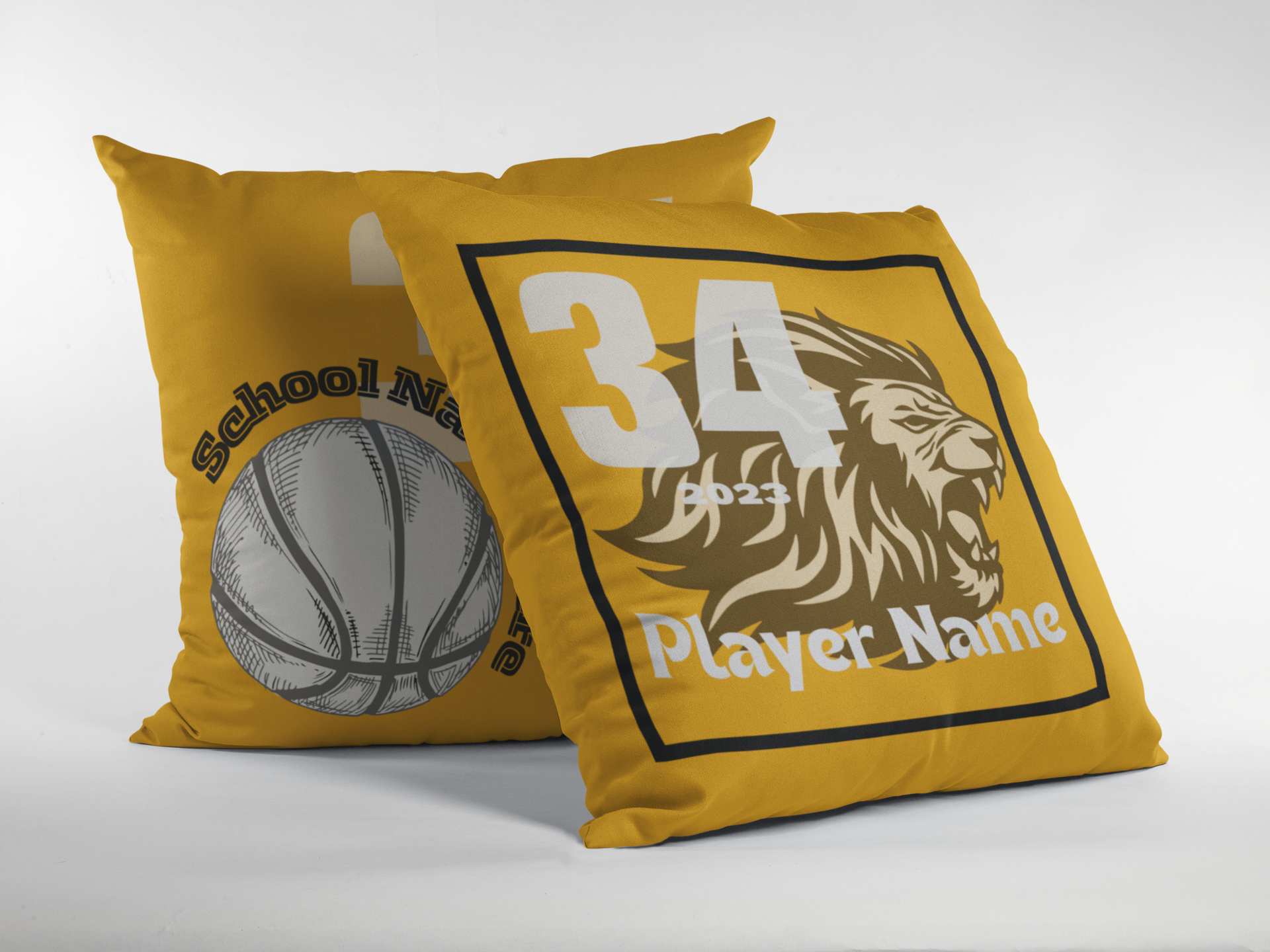 Front of Basketball Throw Pillow Set.