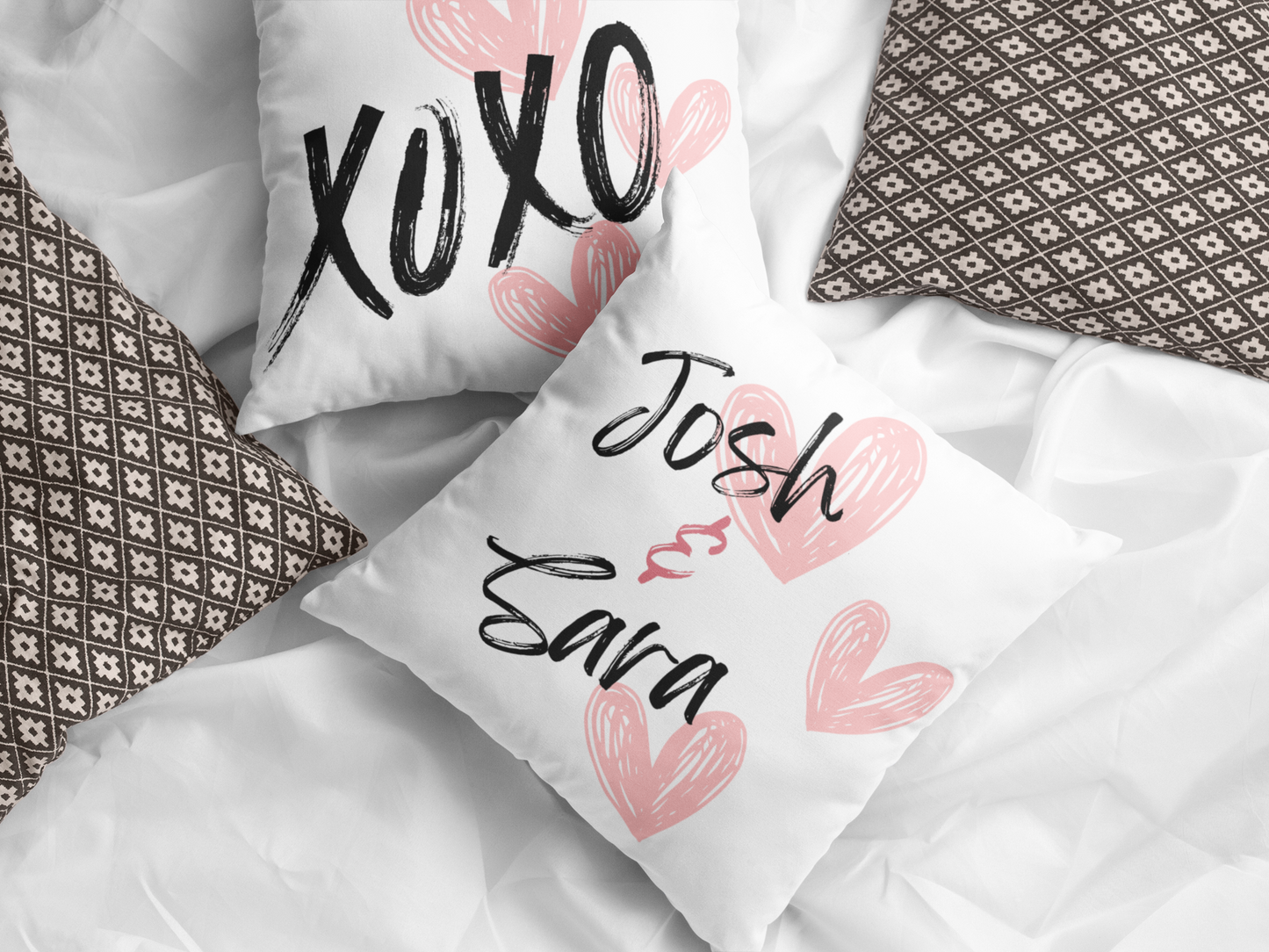 XOXO Heart Polyester Throw Pillow